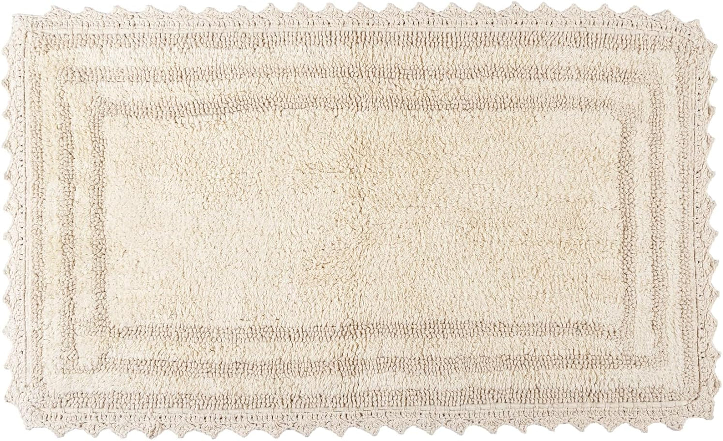 RAJRANG Bath Rug for Bathroom Cotton Absorbent Soft Reversible Woven Bath Mat Shortbread Rectangle 34x21 Inches
