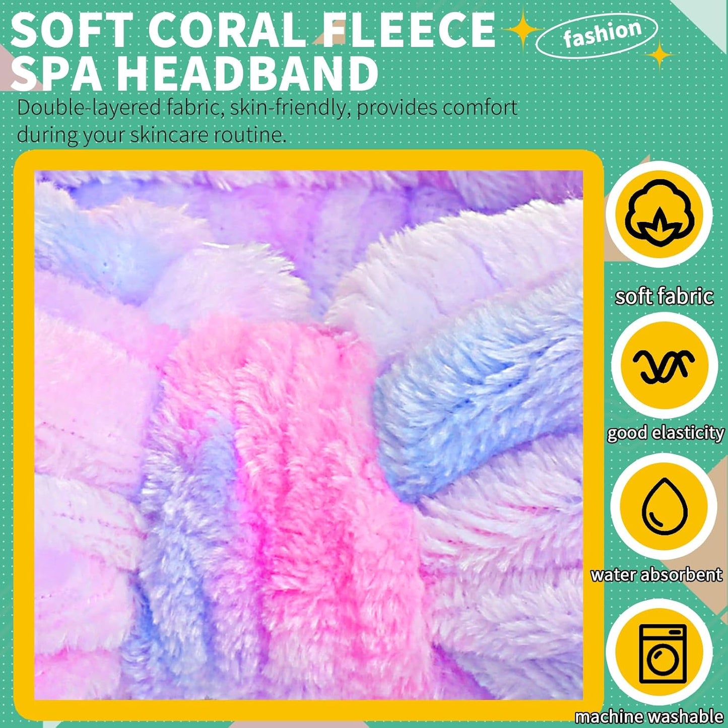 WSYUB Spa Headband and Wristband Set with Hair Scrunchies, Face Wash Headbands, Makeup Skincare Headband Wrist Bands for Washing Face