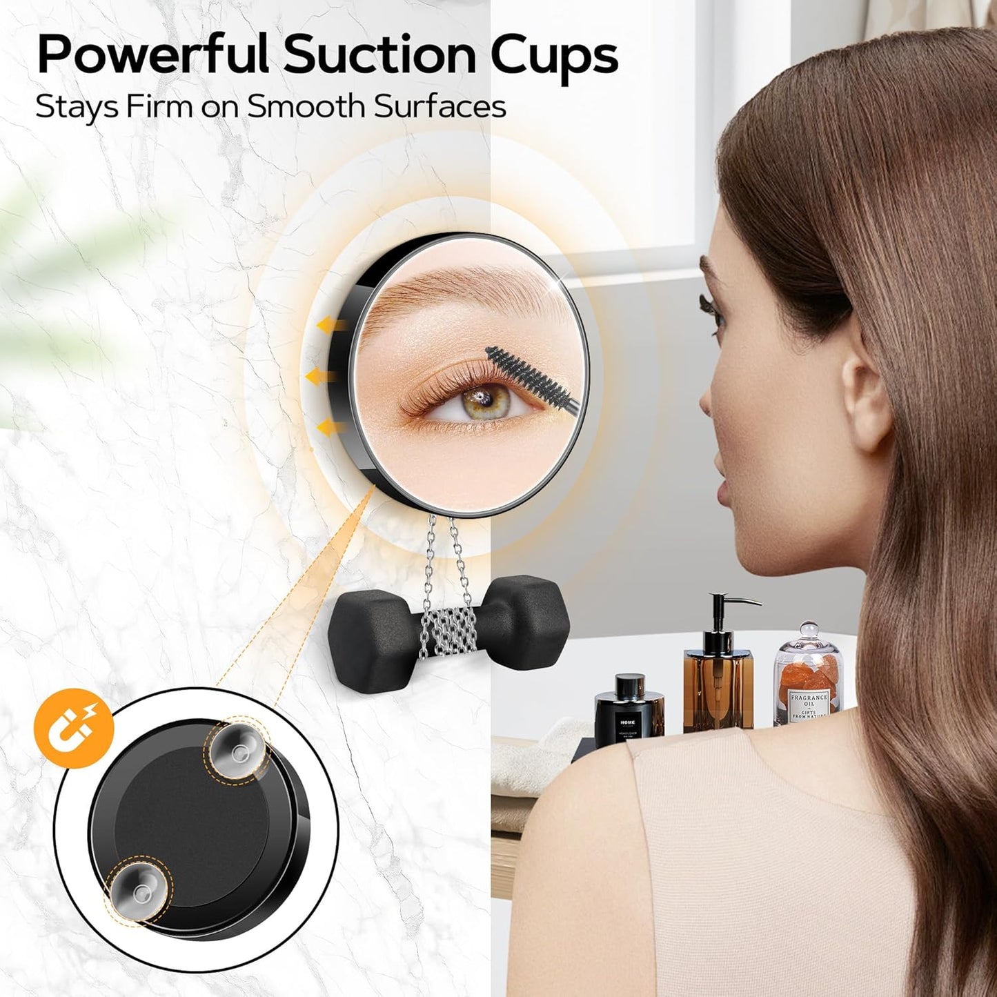 MIYADIVA Magnifying Mirror Set, 20x&30x&40x Suction Cup Makeup Mirror, 2 Tweezers & Storage Bag, 3.5 Inch Compact Mirror for Travel, Bathroom, Home, Gifts for Women