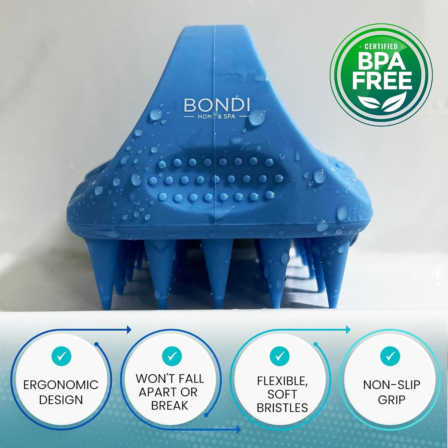 BONDI HOME & SPA - Hair Scalp Massager - Shampoo Brush for Scalp-Care - Promotes Healthy Hair Growth - Premium Silicone Scalp Brush to Exfoliate & Refresh