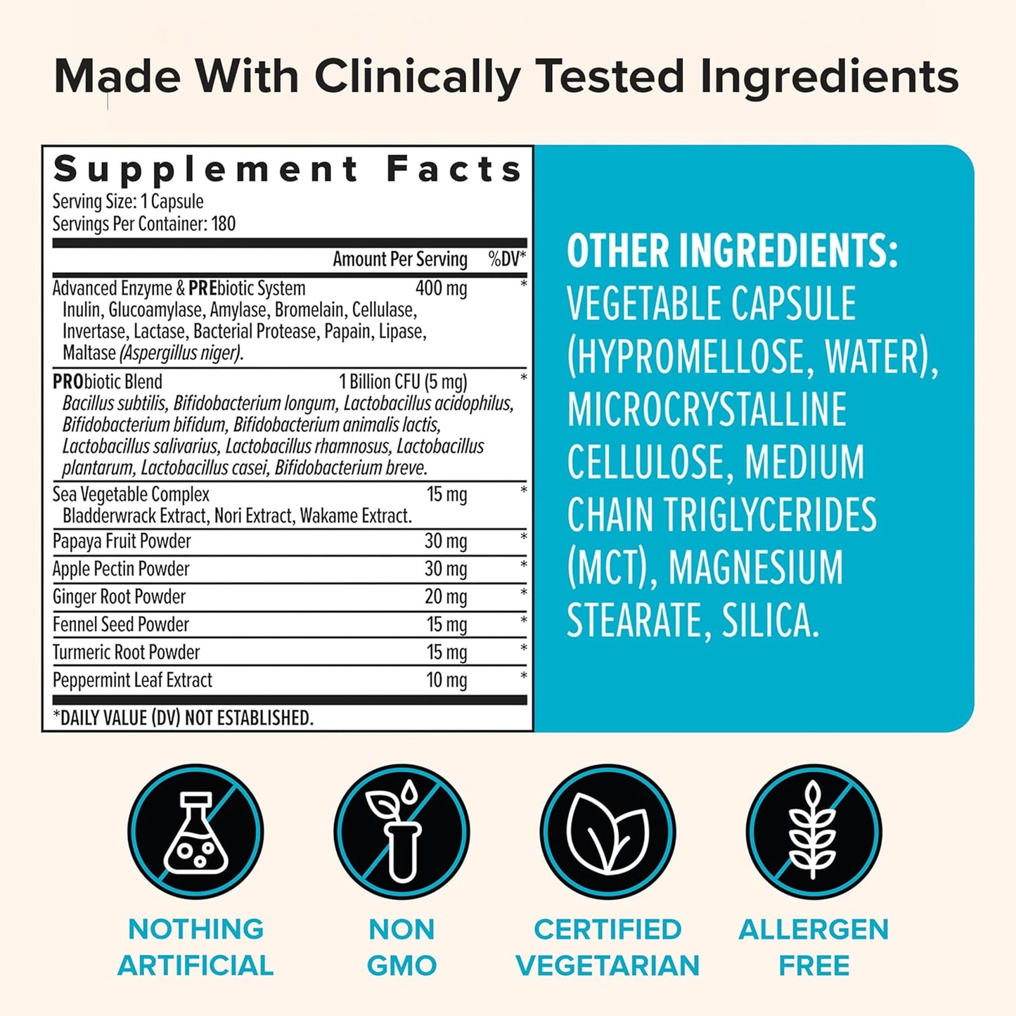 Zenwise Health Digestive Enzymes for Gut Health & Bloating Relief - Multi Enzymes Digestion Supplement with Probiotics, Bromelain & Papaya for Digestive Health Support - Men & Women - 180 Count