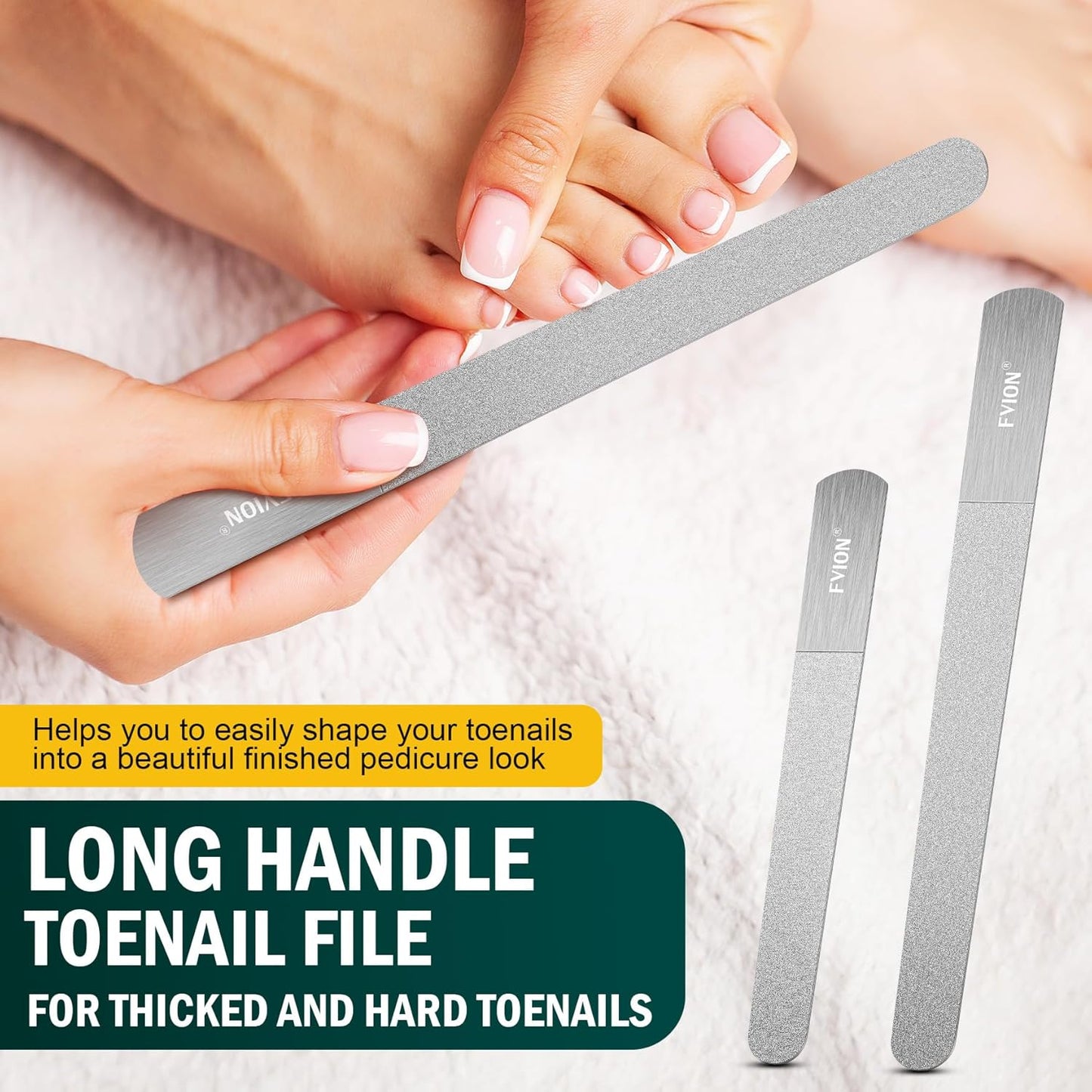 FVION Nail File Set – 2 Pcs Professional Long Nail Files for Natural Nails Double-Sided, Metal Nail File Men Manicure Pedicure Tools