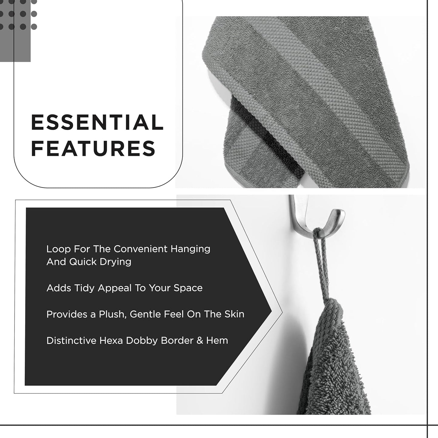 600 GSM 100% Cotton Bath Towels, Grey, Set of 4, Highly Absorbent, Plush, Soft, Quick Dry, 4 Pieces Combed Cotton Luxury Towels for Hotels, Spa, Salon, Bathroom, Dorm, Pack of 4