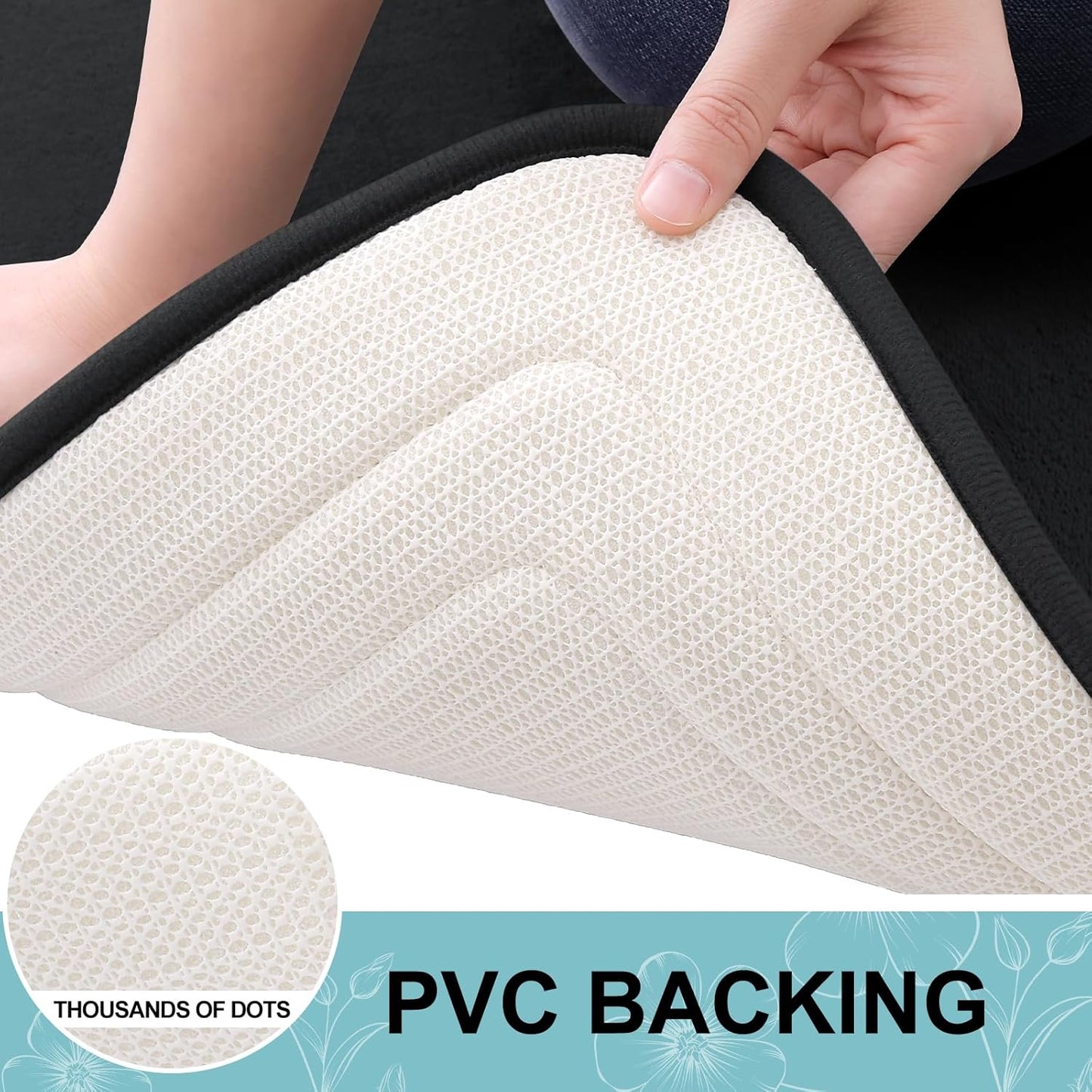 Grandaily Memory Foam Bath Mat Rug 30x20, Ultra Soft, Non-Slip and Absorbent Bathroom Rugs, Machine Wash Dry, Comfortable Bath Carpet for Bathroom Floor, Tub and Shower, Black