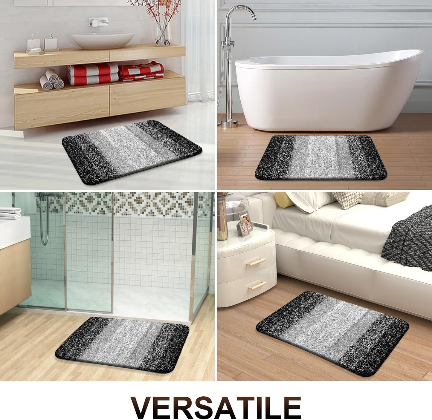 OLANLY Bathroom Runner Rugs 59x24, Extra Soft Absorbent Microfiber Bath Rugs, Rubber Backing, Quick Dry, Machine Washable Bath Mats for Bathroom Floor, Tub and Shower, Home Decor Accessories, Black