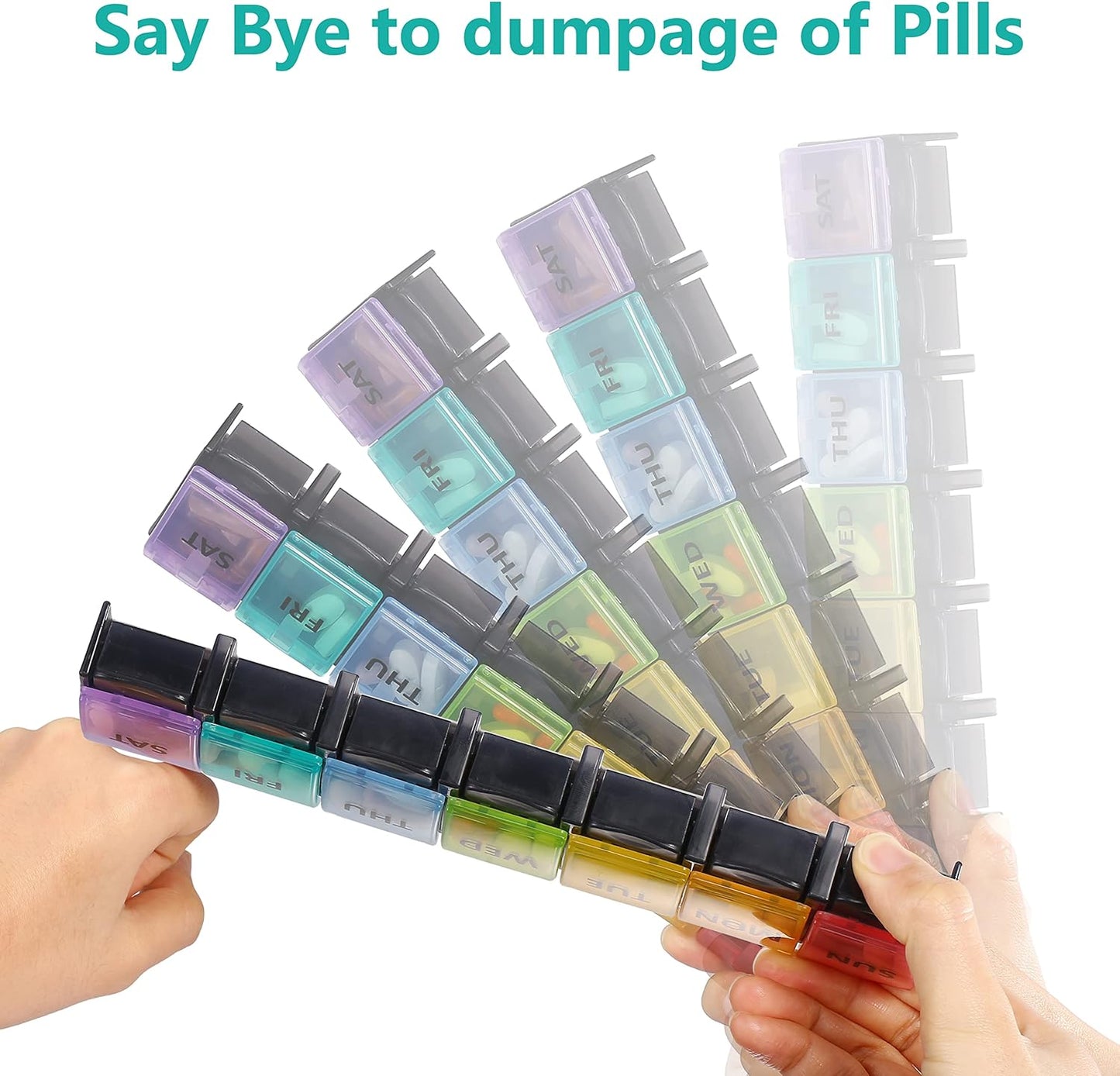 Fullicon Weekly Pill Box Organizer, 7 Day Tablet Boxes for Vitamins and Supplements, Easy to Open Large Medicine Box, Portable Medication Organizer for Travel