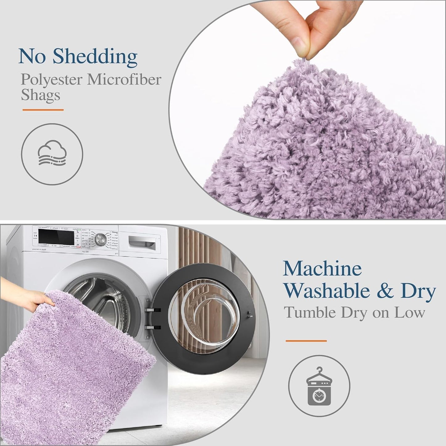 Walensee Large Bathroom Rug (24 x 40, Lavender) Extra Soft and Absorbent Shaggy Bath Mat for Bathroom, Non Slip Luxury Floor Mat, Machine Washable Microfiber