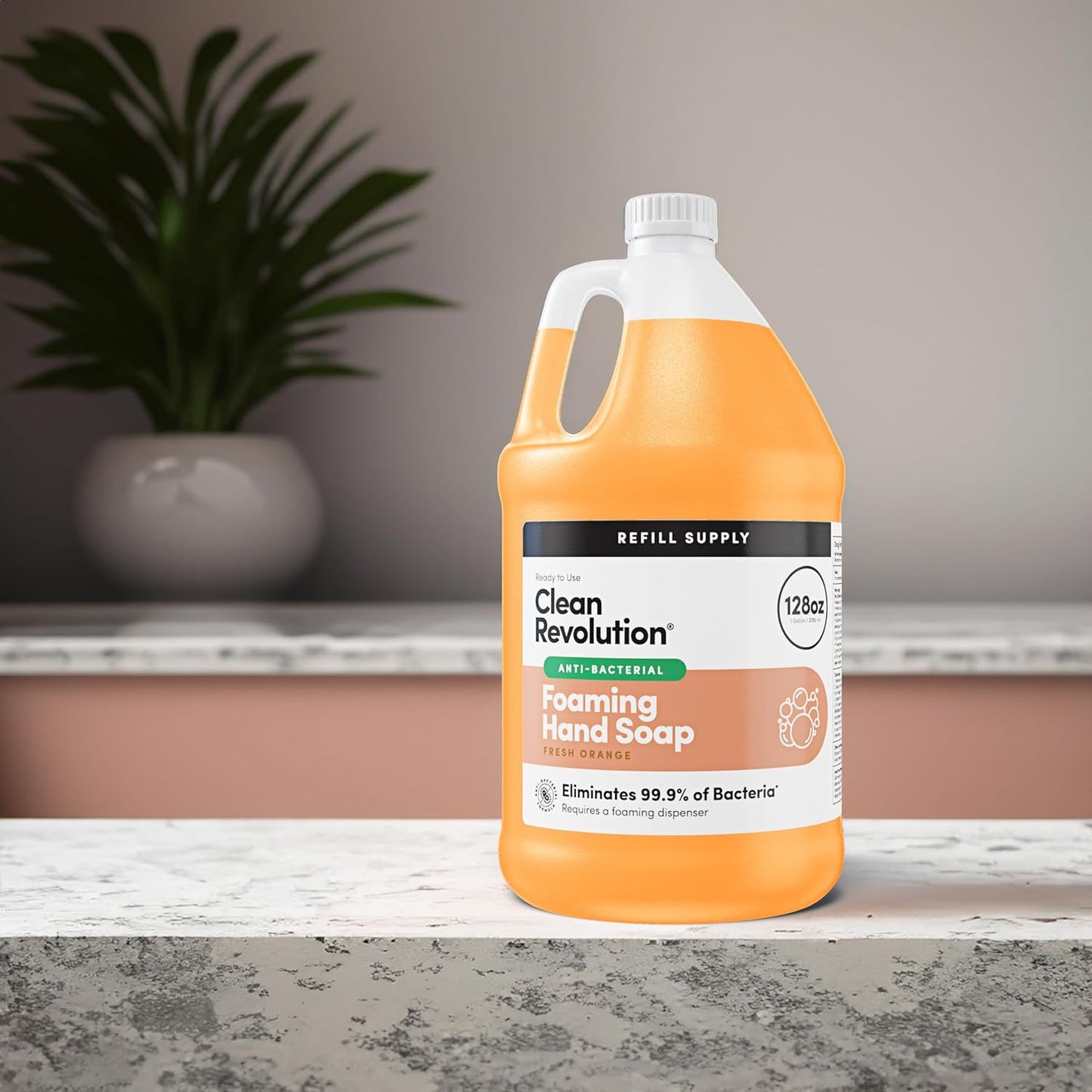Clean Revolution Antibacterial Foaming Hand Soap Refill, 128 Fl Oz, Fresh Orange Scented - Made in USA