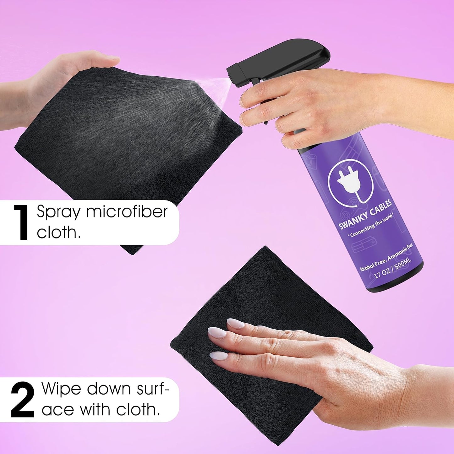 Swanky Screen Cleaner Kit: 6-Pack Microfiber Cloths & Electronic Cleaner Spray for TV, iPad, iPhone, Monitor & Laptop (17 Oz)