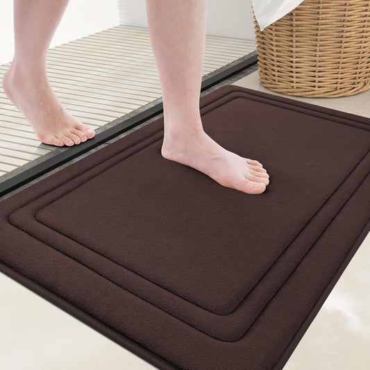 Grandaily Memory Foam Bath Mat Rug 30x20, Ultra Soft, Non-Slip and Absorbent Bathroom Rugs, Machine Wash Dry, Comfortable Bath Carpet for Bathroom Floor, Tub and Shower, Brown