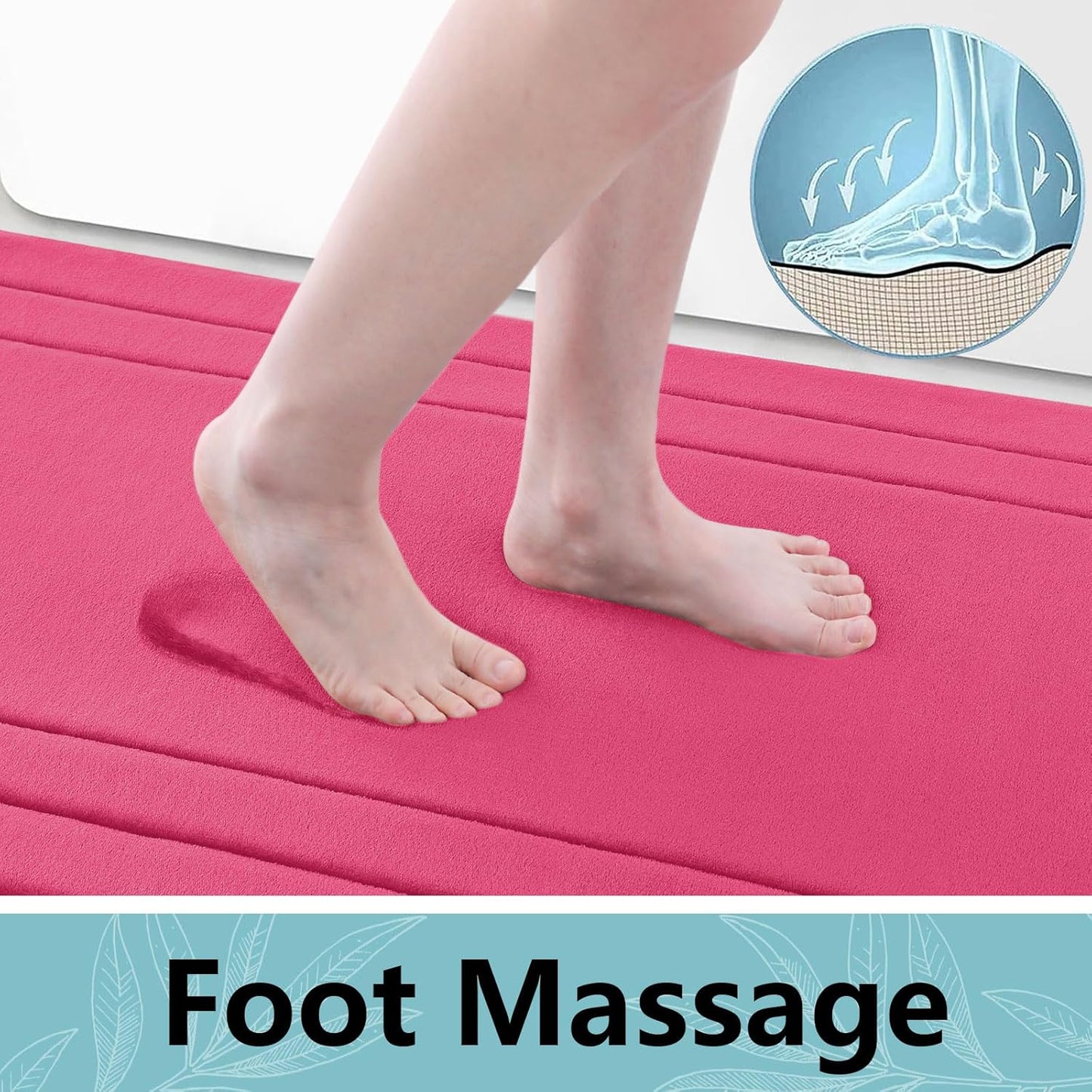 Arotive Memory Foam Bathroom Rug Mat 44x24, Ultra Soft and Absorbent Bath Mat, Machine Wash Dry, Comfortable Bath Rug Carpet for Bathroom Floor, Tub and Shower, Deep Pink