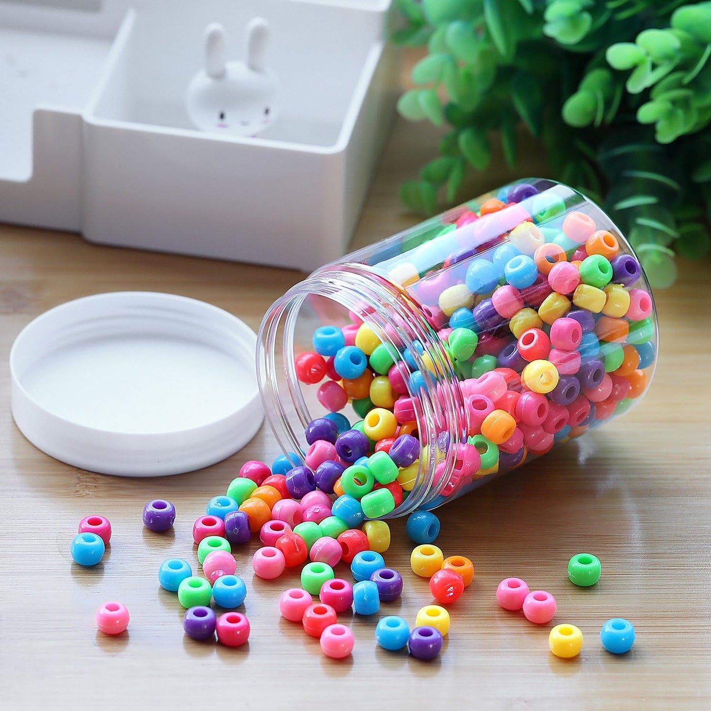 SATINIOR 12 Pack 10 oz Plastic Container Jars with Lids Round Clear Travel Cosmetic Container Jars for Toiletries, Lotion, Cream, Ointments, Makeup, Rhinestone, Samples, Kitchen Storage(White)