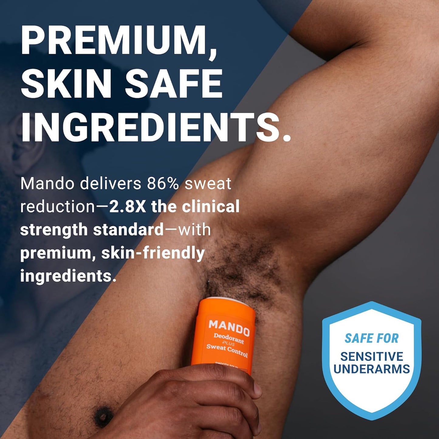 Mando Antiperspirant Deodorant Sweat and Odor Control for Men – Extra Strength Smooth Solid Stick – 72 Hour Performance – Baking Soda Free, Skin Safe – 2.6 oz – Mt Fuji – Pack of 2