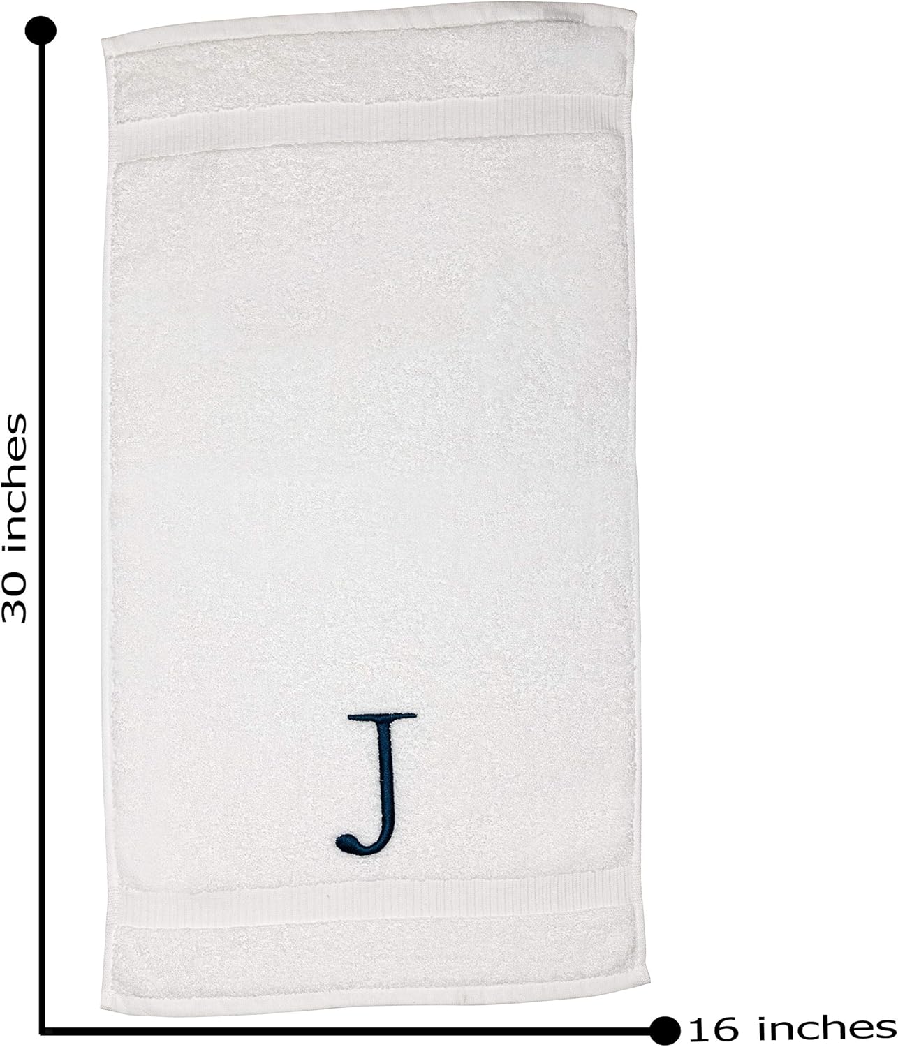 Monogrammed Hand Towels for Bathroom - Luxury Hotel Quality Personalized Initial Decorative Embroidered Bath Towel for Powder Room, Spa - GOTS Organic Certified - Set of 2 Navy Letter J
