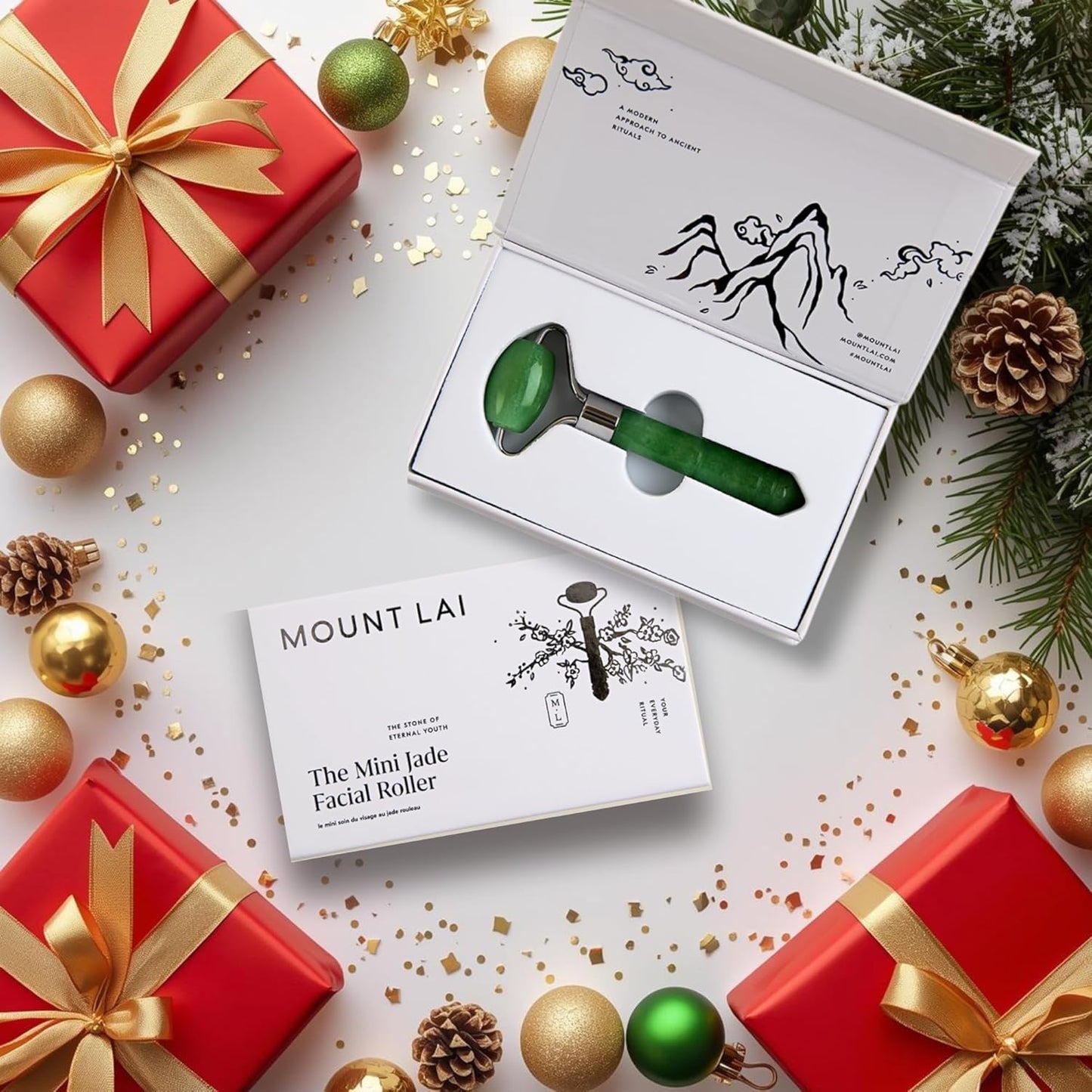 Mount Lai Mini Jade Face Roller - Authentic Jade Roller for Tension Relief, Puffiness & Radiant Skin, Relaxing Face Massager for All Skin Types