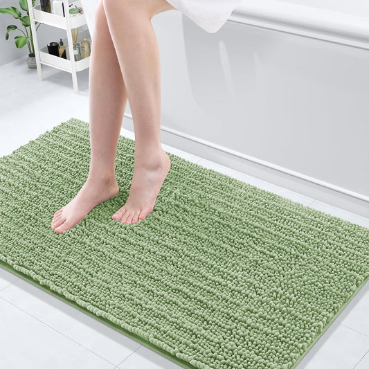 Arotive Luxury Chenille Bathroom Rug Mat, Extra Soft Thick Absorbent Shaggy Bath Rugs, Non-Slip Machine Wash Dry, Plush Bath Mats for Bathroom, Shower and Tub, 54x24, Sage Green