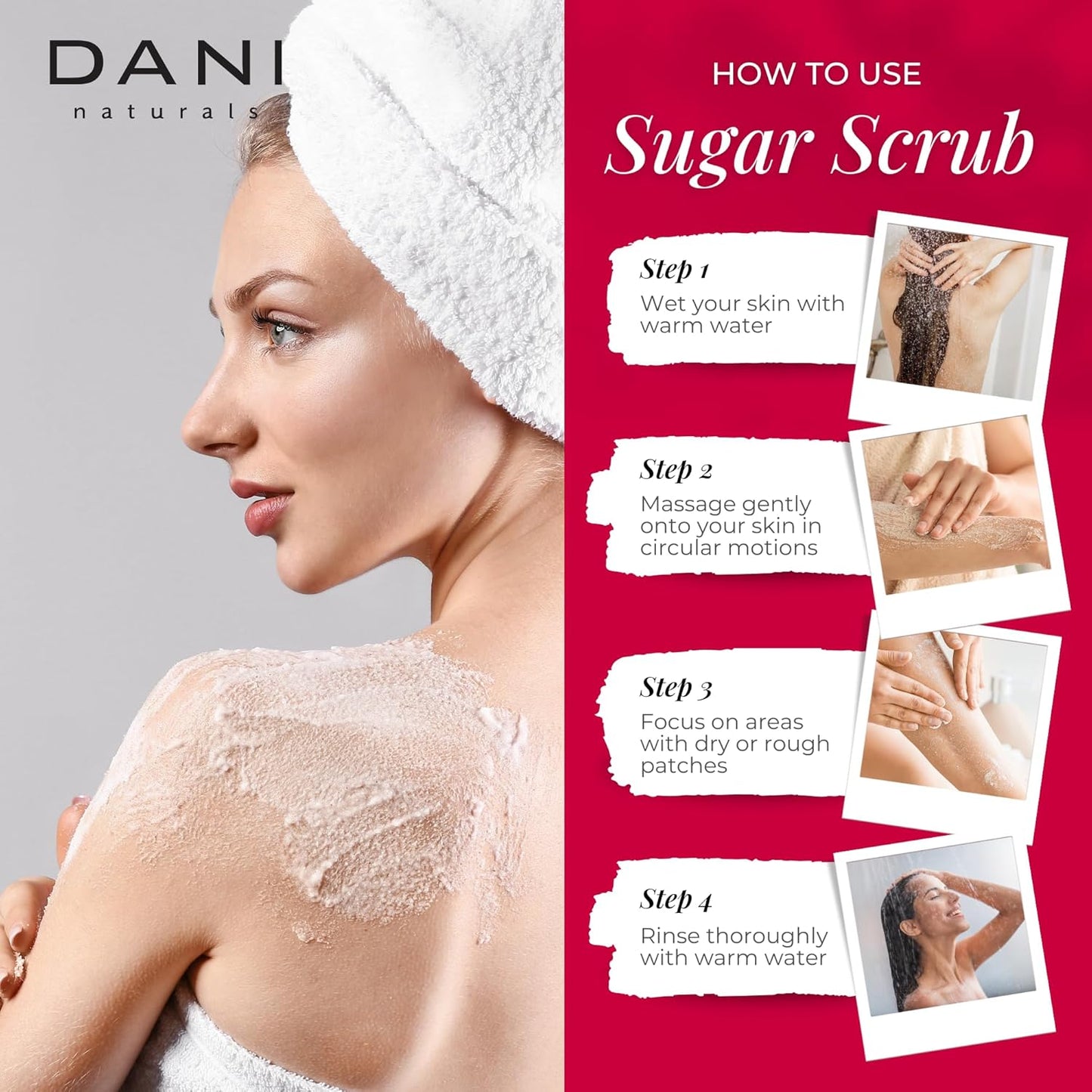 DANI Naturals Exfoliating Sugar Scrub - Citrus Rose - Organic Cane Sugar & Shea Butter - Deep Hydration & Gentle Exfoliation for Smooth, Radiant Skin - 14 oz