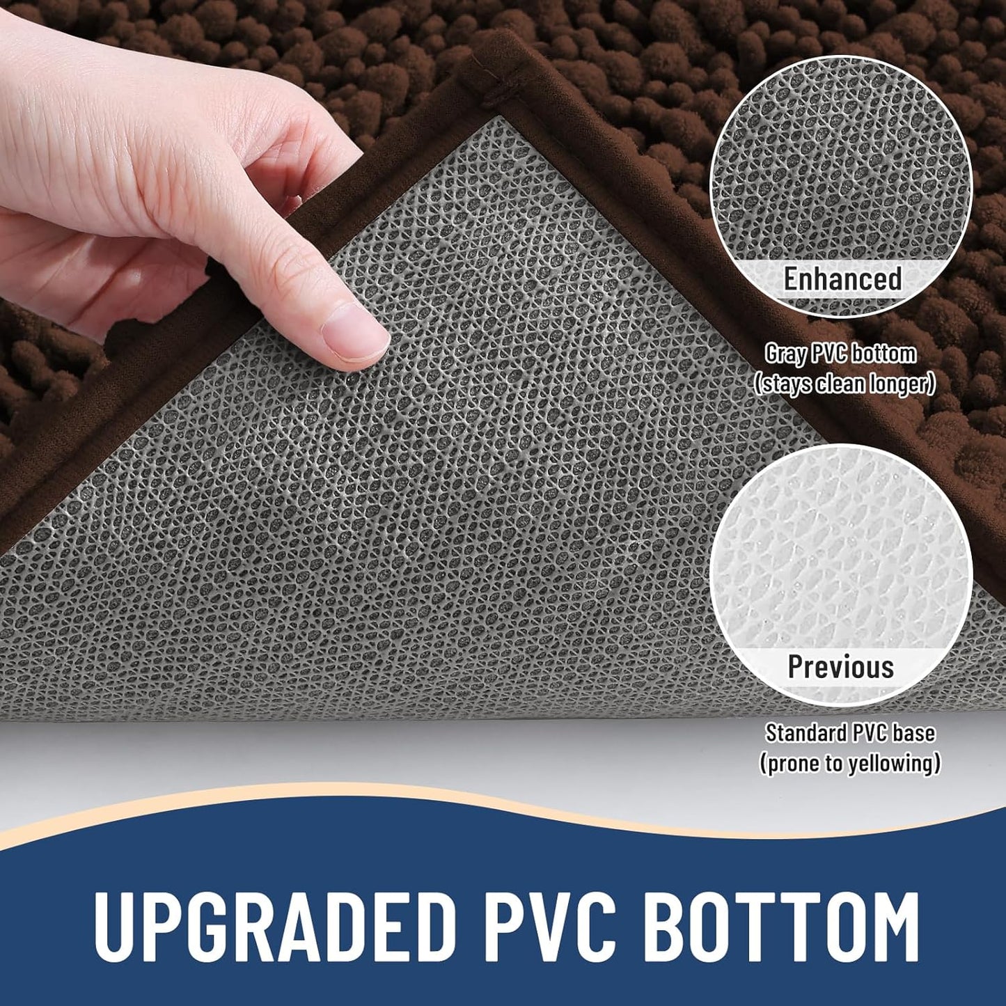 Arotive Luxury Chenille Toilet Rugs U-Shaped, Extra Soft Thick Absorbent Bathroom Mat, Non-Slip Shaggy Plush Contour Rugs, Machine Wash Dry Bath Mat for Toilet Base, 24x20, Brown