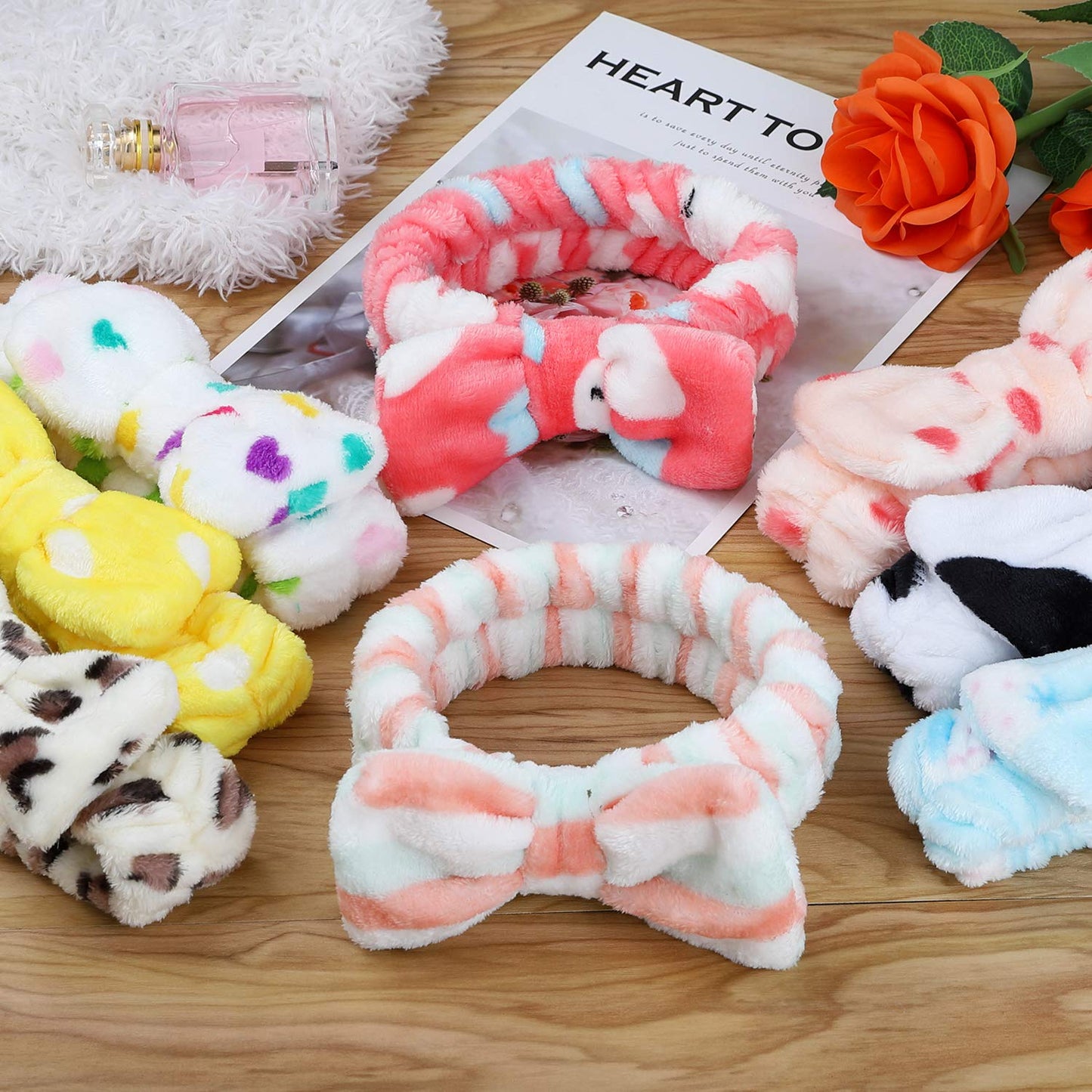 Stocking Stuffers for Teen Girls, 8 Pack Bow Spa Skincare Headband for Washing Face, Christmas Gifts Spa Party Favors Bulk Gifts for Teens Girls