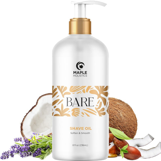Bare Luxury Shaving Oil for Women - Lavender Shave Oil for Women for Legs Face Underarms and Pubic Hair & Skin - Silky Smooth Body Oil for Women's Shaving & Dermaplaning - Safe for Intimate Areas