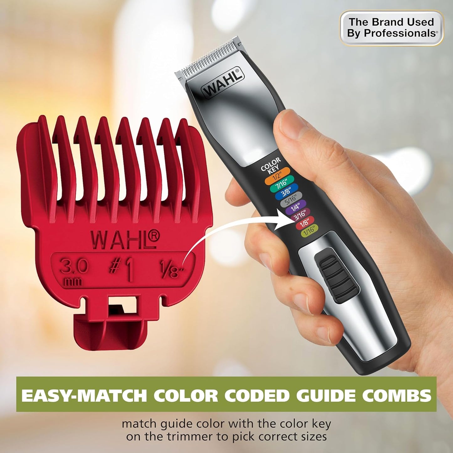 Wahl Color Pro All in One Rechargeable Cordless Color Coded Beard Trimmer with Detail Eyebrow Trimmer and Rotary Nose Hair Trimmer for Men- Model 3025945