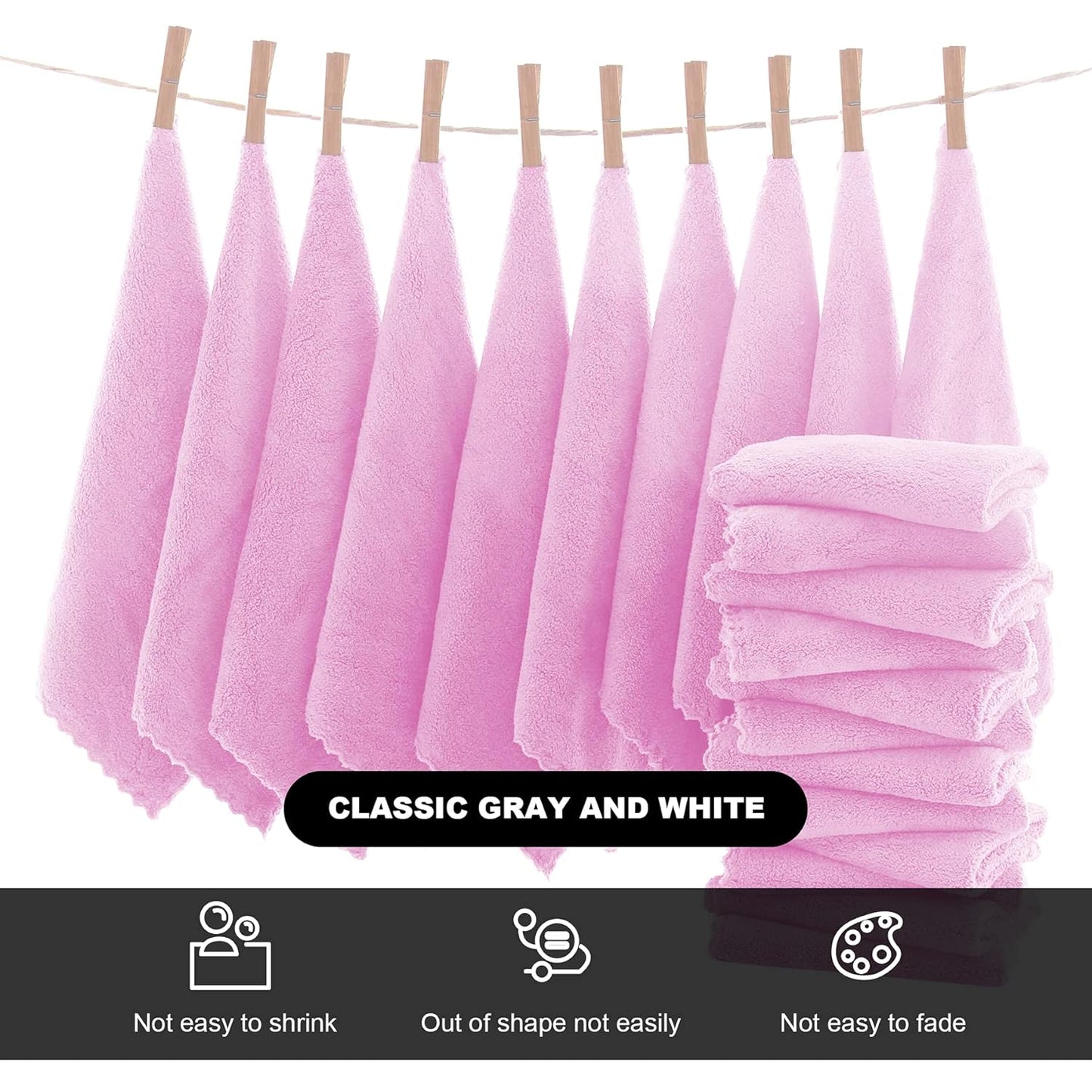 MOONQUEEN Microfiber Facial Cloths Fast Drying Washcloth 12 Pack - Premium Soft Makeup Remover Cloths - Frozen Berry