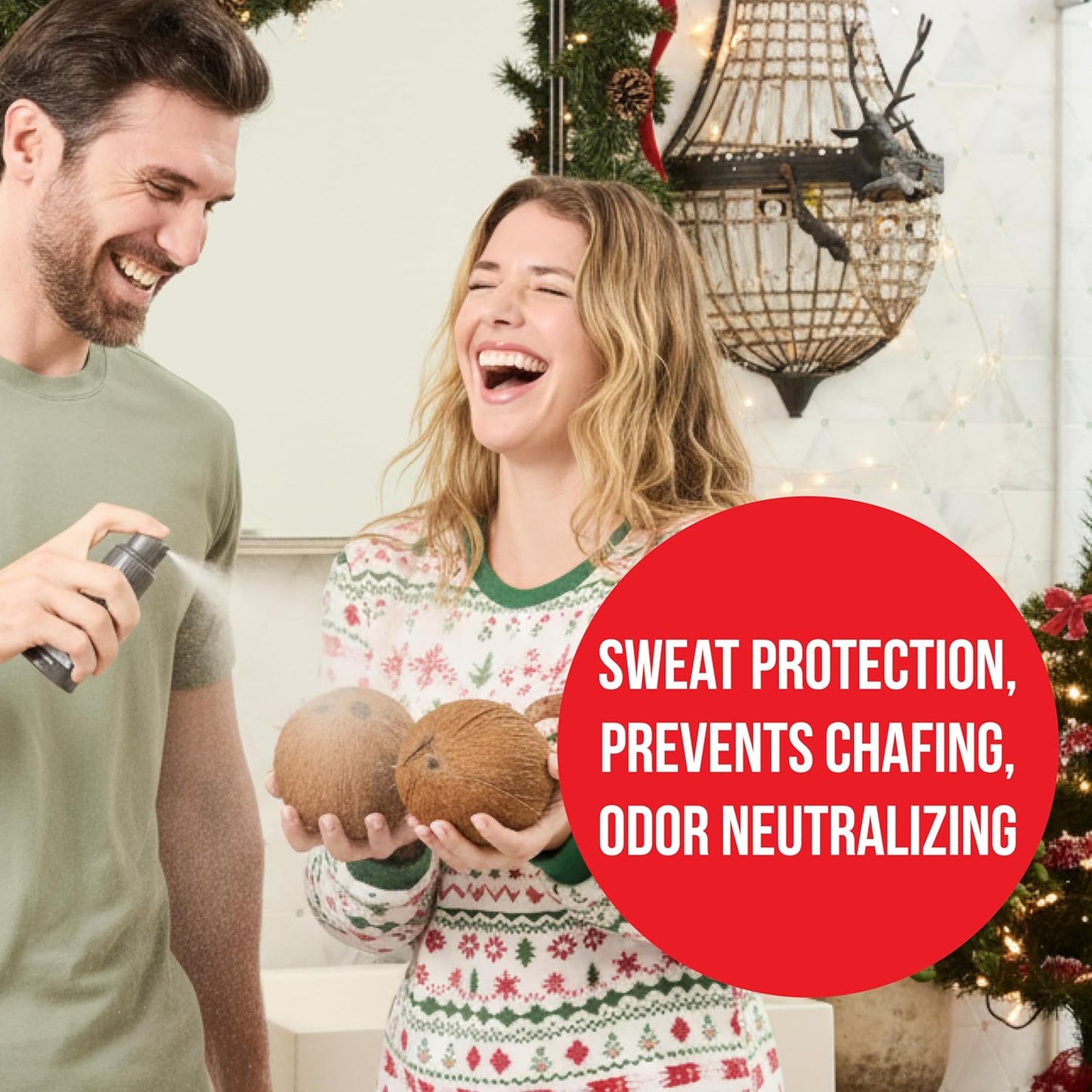 HAPPY NUTS Comfort Powder Spray: Anti Chafing & Mens Deodorant, Aluminum-Free, Sweat and Odor Control for Jock Itch, Groin and Men's Private Parts