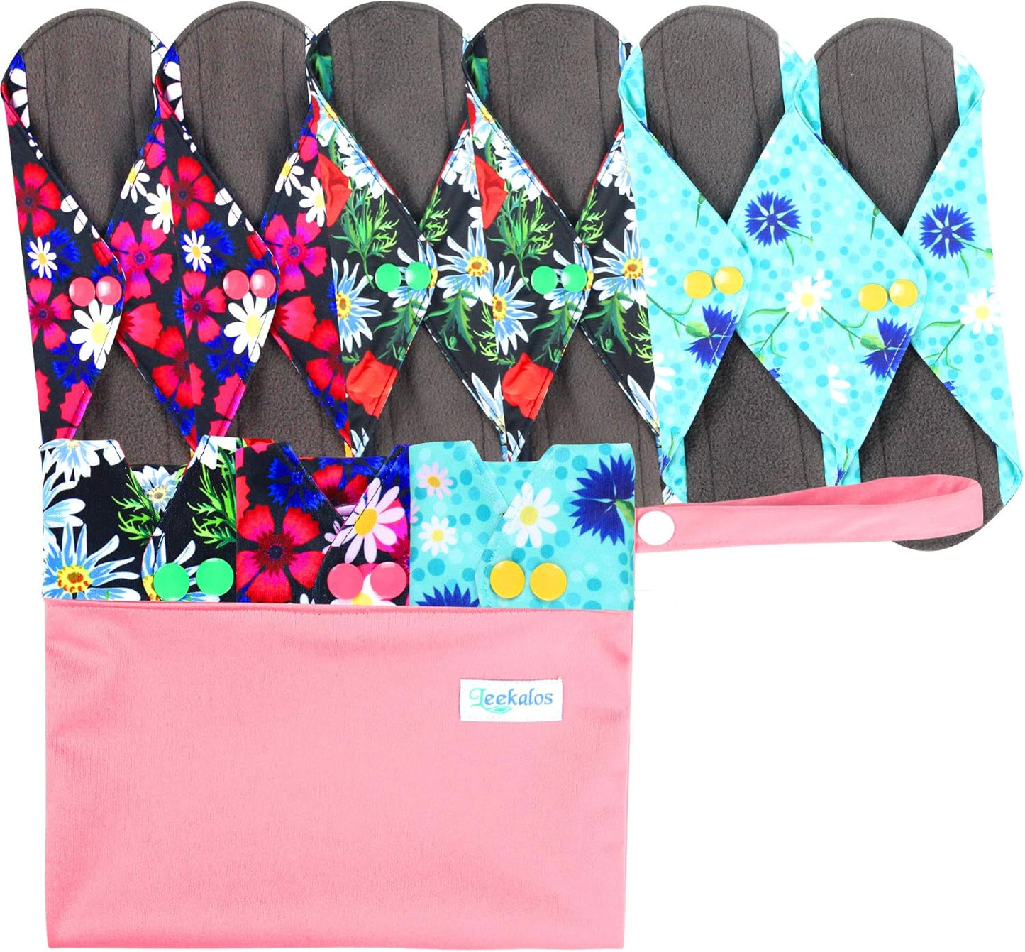 Leekalos Reusable Bamboo Cloth Pads - Light Incontinence Pads - Pack of 6, 1 Cloth Mini Wet Bag