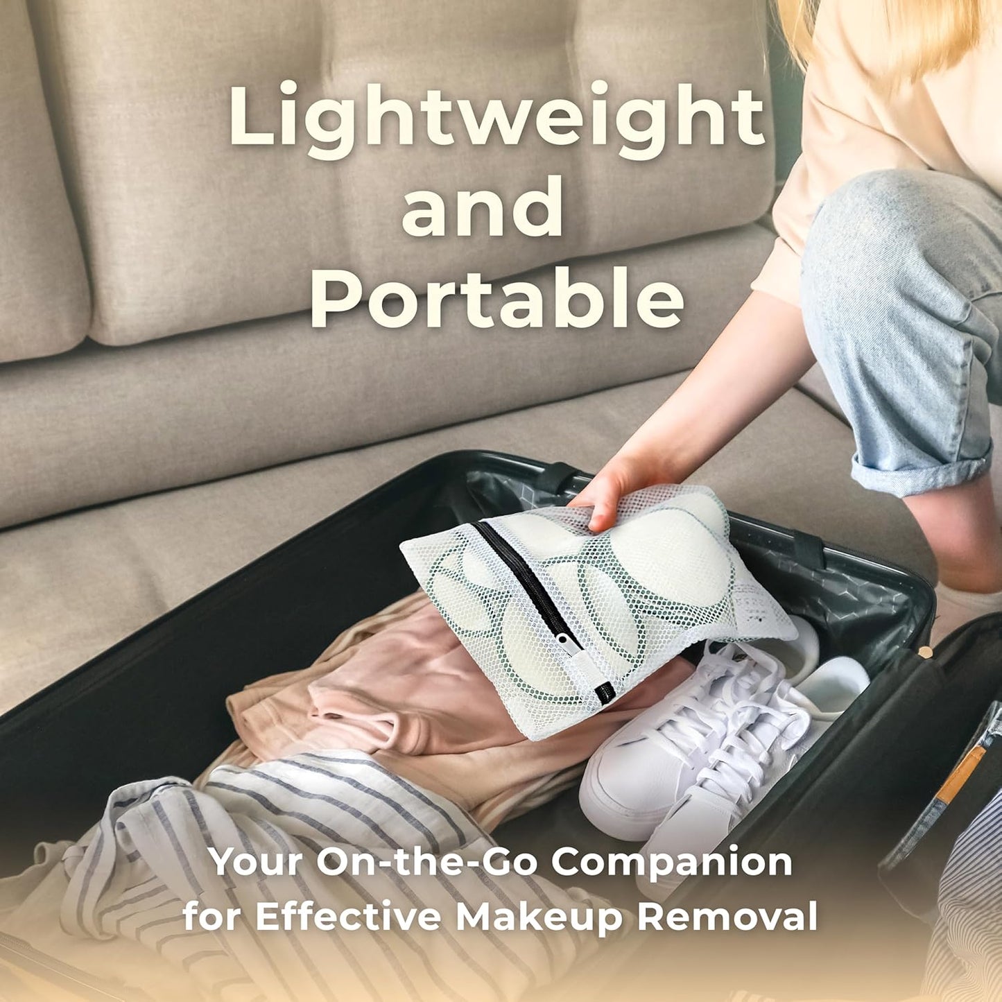 myHomeBody Reusable Makeup Remover Pads, Washable Ultra-Soft Facial Pads, Reusable Facial Cleansing Rounds - 12 Pack with Laundry Bag