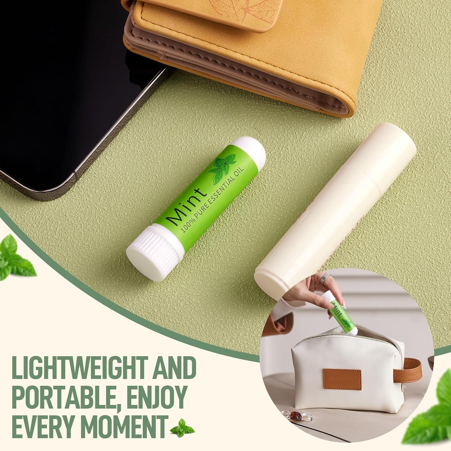 Hion Nausea Relief Inhaler-Mint and Eucalyptus, 100% Natural Essential Oils Inhalers