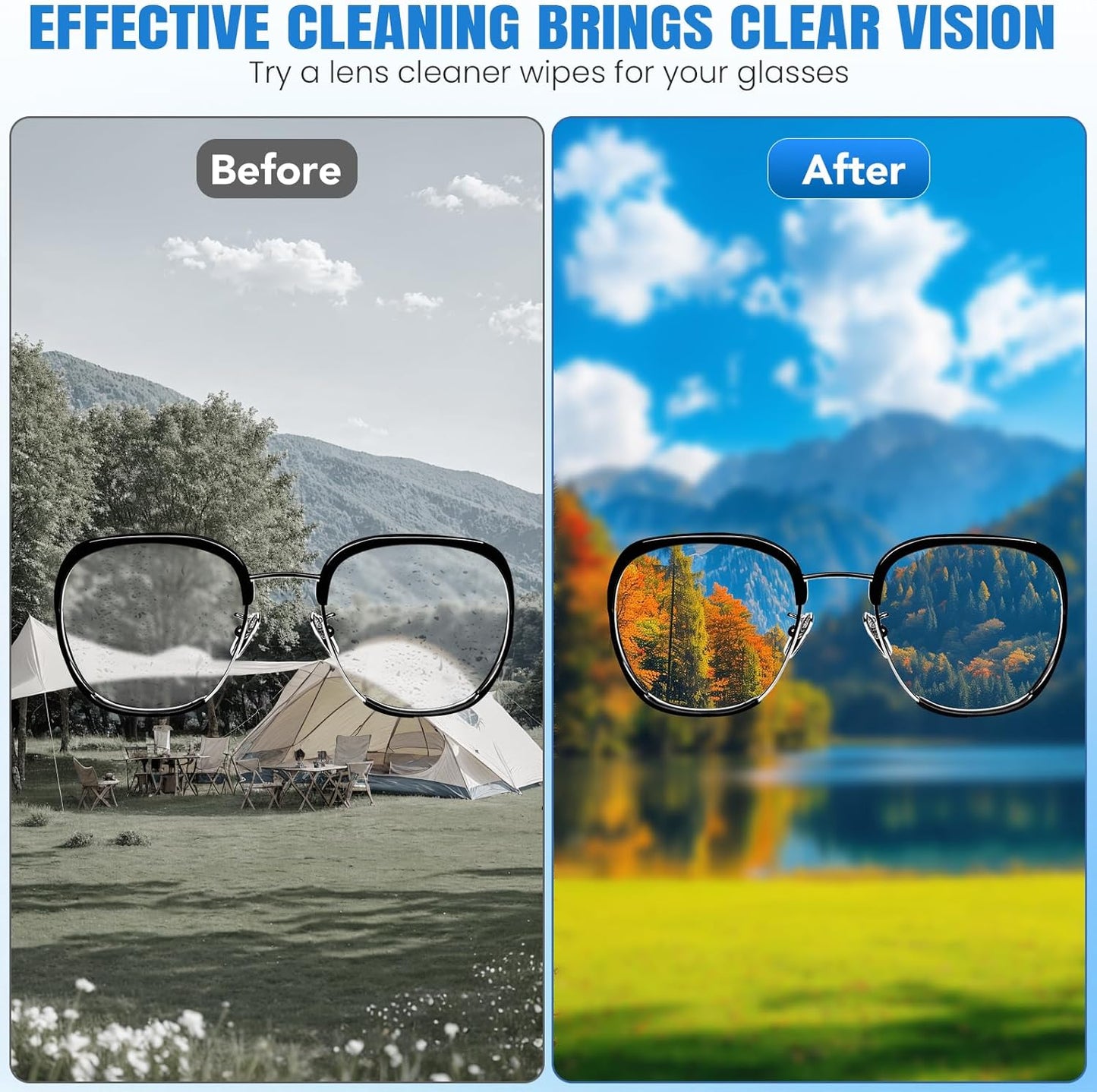 VOISEN Lens Wipes for Eyeglasses,160 Pack Eye Glasses Cleaner Wipes,Pre-Moistened Individually Wrapped Lens Wipes,Non-Scratching Non-Streaking,Safe for Eyeglasses, Goggles, Camera Lens, Phone