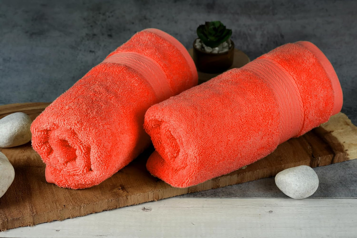 Ample Decor Bathroom Set of 2 Hand Towel 18 X 28 Inch 600 GSM 100% Cotton, Premium Soft Absorbent - Orange