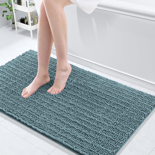 Arotive Luxury Chenille Bathroom Rug Mat, Extra Soft Thick Absorbent Shaggy Bath Rugs, Non-Slip Machine Wash Dry, Plush Bath Mats for Bathroom, Shower and Tub, 47x24, Smoky Gray