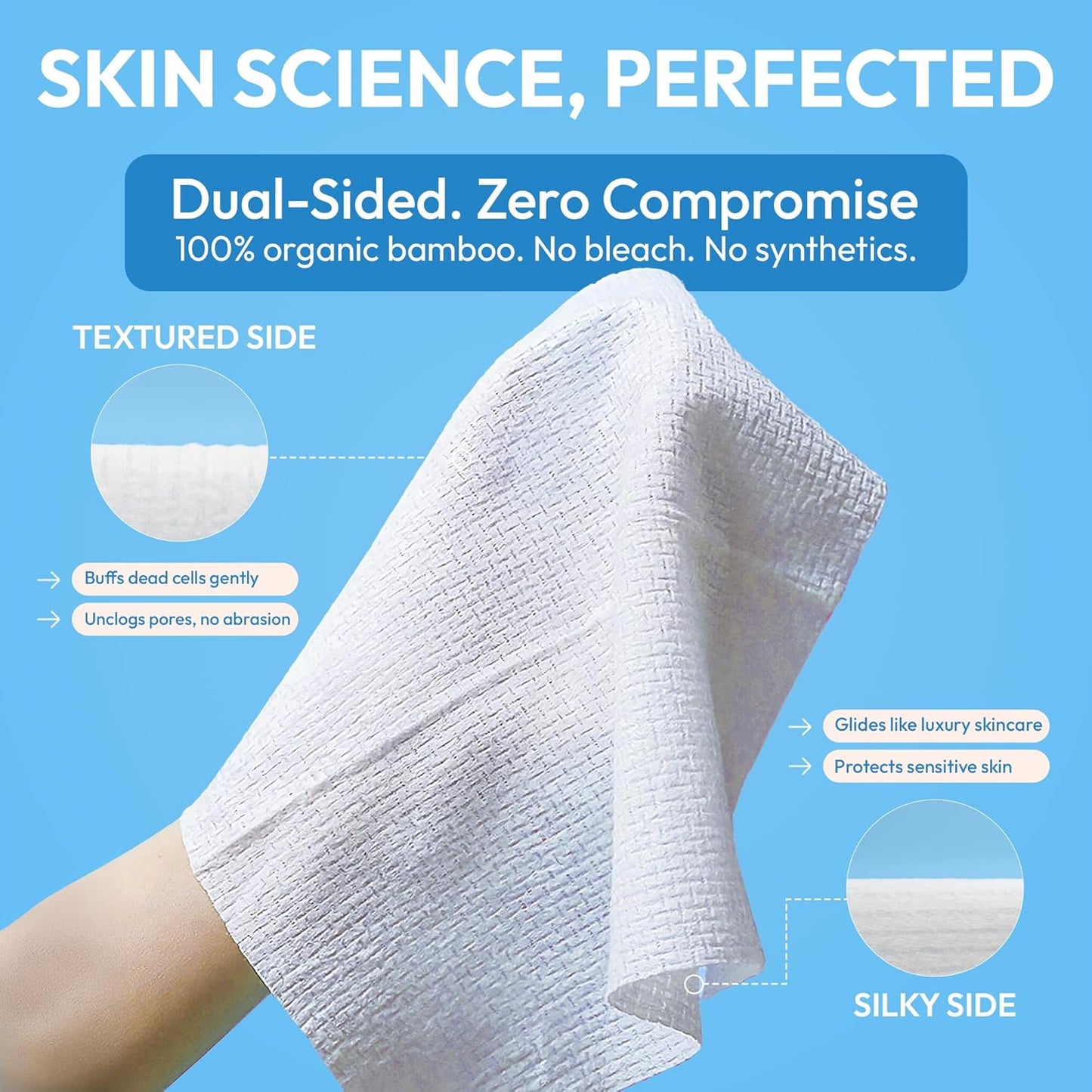 FOMIN Disposable Face Towels - 100 Count (2 Pack) 100% Biodegradable Ultra-Soft Towelette For Washing Face & Makeup Removal, 1ST Certified Vegan & Cruelty Free Facial Washcloth for All Skin Type