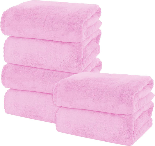 MOONQUEEN 6 Pack Premium Bath Towel Set - Quick Drying - Microfiber Coral Velvet Highly Absorbent Towels - Multipurpose Use as Bath Fitness, Bathroom, Shower, Sports, Yoga Towel (Frozen Berry)