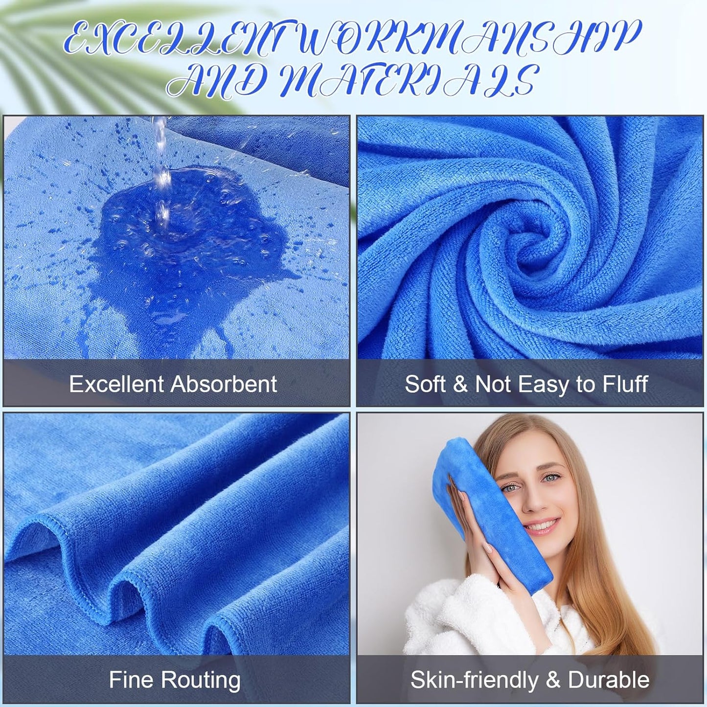 16 Pack Microfiber Bath Towels Bulk 27'' x 60'' Oversized Size Bath Towel Highly Absorbent Extra Large Soft Drying for Shower Beach Salon Winter Sport Spa Gym (Simple,Royal Blue)
