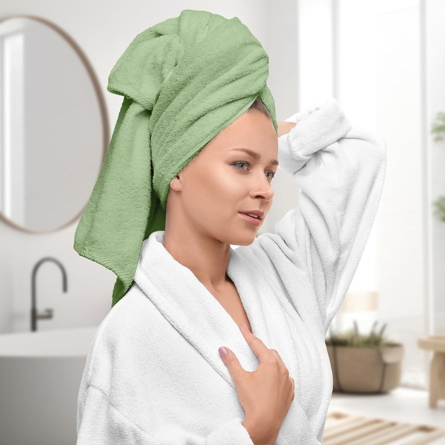 Avalon Towels Green Bath Towels Set of 4 pcs (27x54 inches), 100% Cotton Towel Absorbent and Quick Dry Green Bath Towels for Bathroom, Super Soft and Perfect for Daily Use