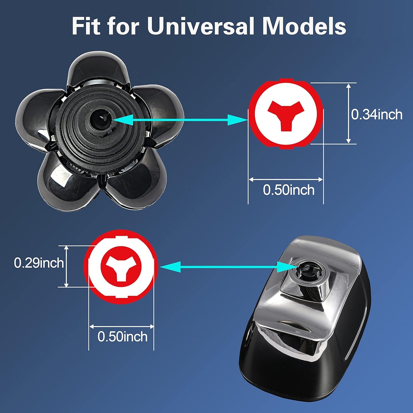 7 Blades Head Men's Electric Shaver Replacement Heads Floating Washable Shaver Replacement Blades for Bald Men (Black)