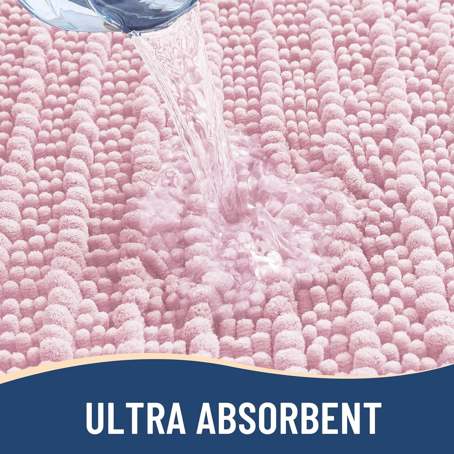 Arotive Luxury Chenille Bathroom Rug Mat, Extra Soft Thick Absorbent Shaggy Bath Rugs, Non-Slip Machine Wash Dry, Plush Bath Mats for Bathroom, Shower and Tub, 54x24, Pink