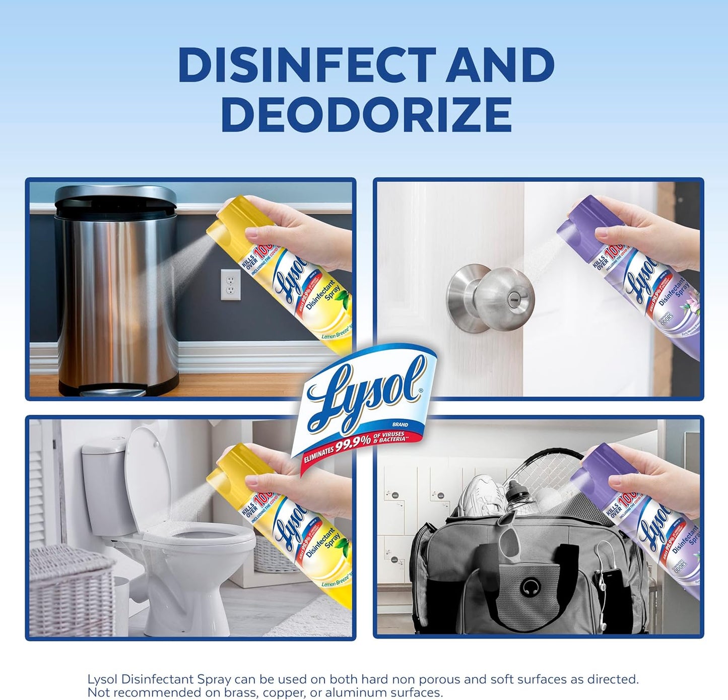 Lysol Disinfectant Spray Bundle, Sanitizing And Antibacterial Spray, For Disinfecting And Deodorizing, contains x2 Lemon and Early Morning Breeze, 19 Fl Oz, Packaging May Vary