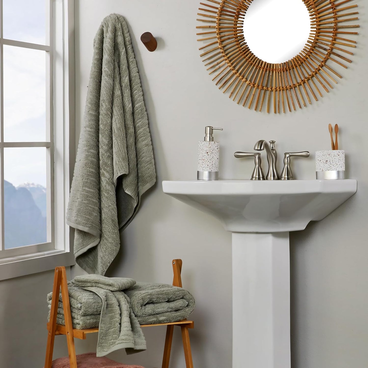 SKL Home CloudSoft Cotton Luxury 4 Pc Bath Towel Set, Sage