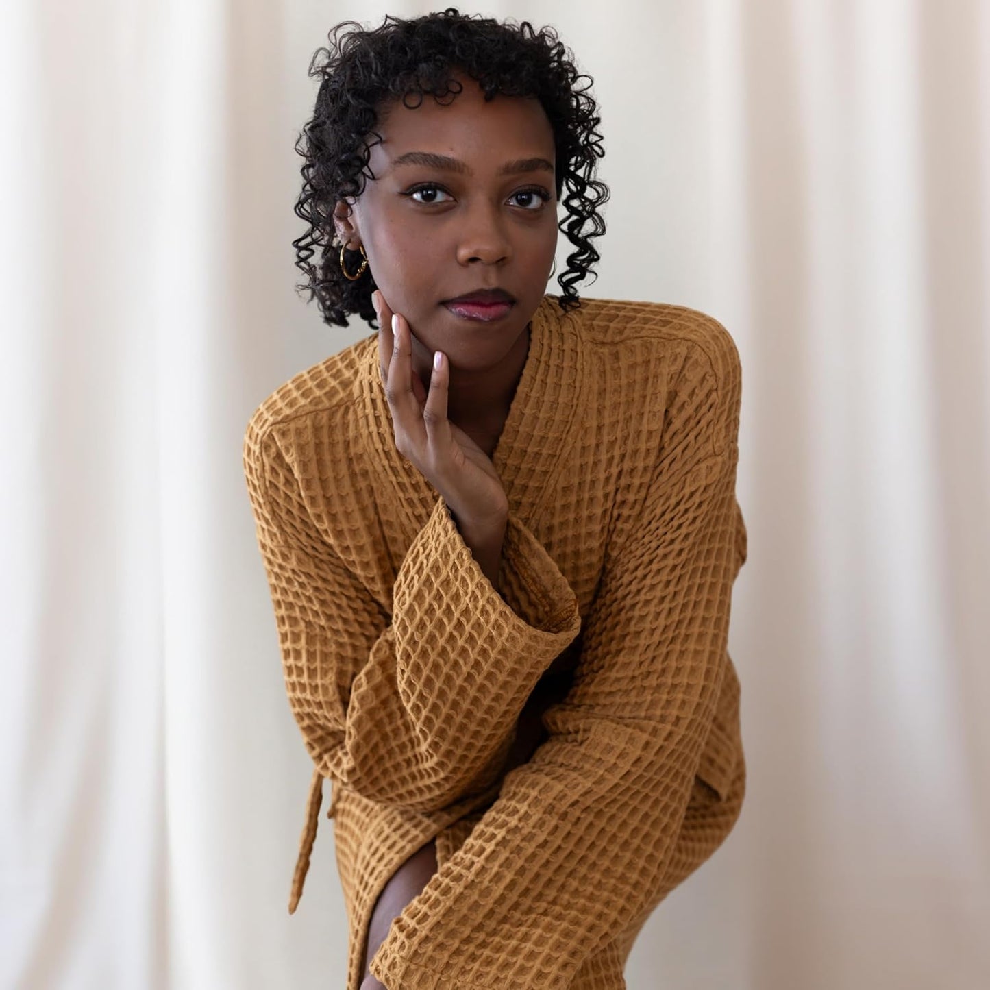 Womens Kimono Waffle Robe - Lightweight 100% Turkish Cotton Housecoat for All-Day Lounging - Bathrobe for Shower