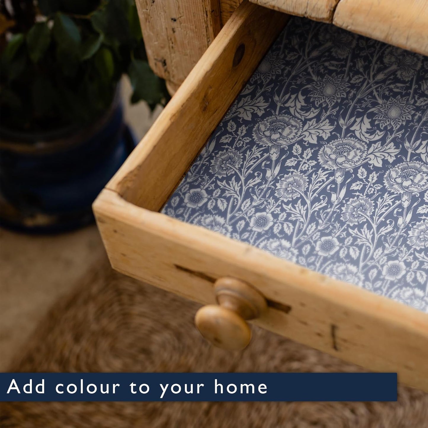 Lavender Scented Drawer Liners in a Blue William Morris Design | Pack of 5 Folded Sheets | Contains Lavender Essential Oils | Made in The UK.