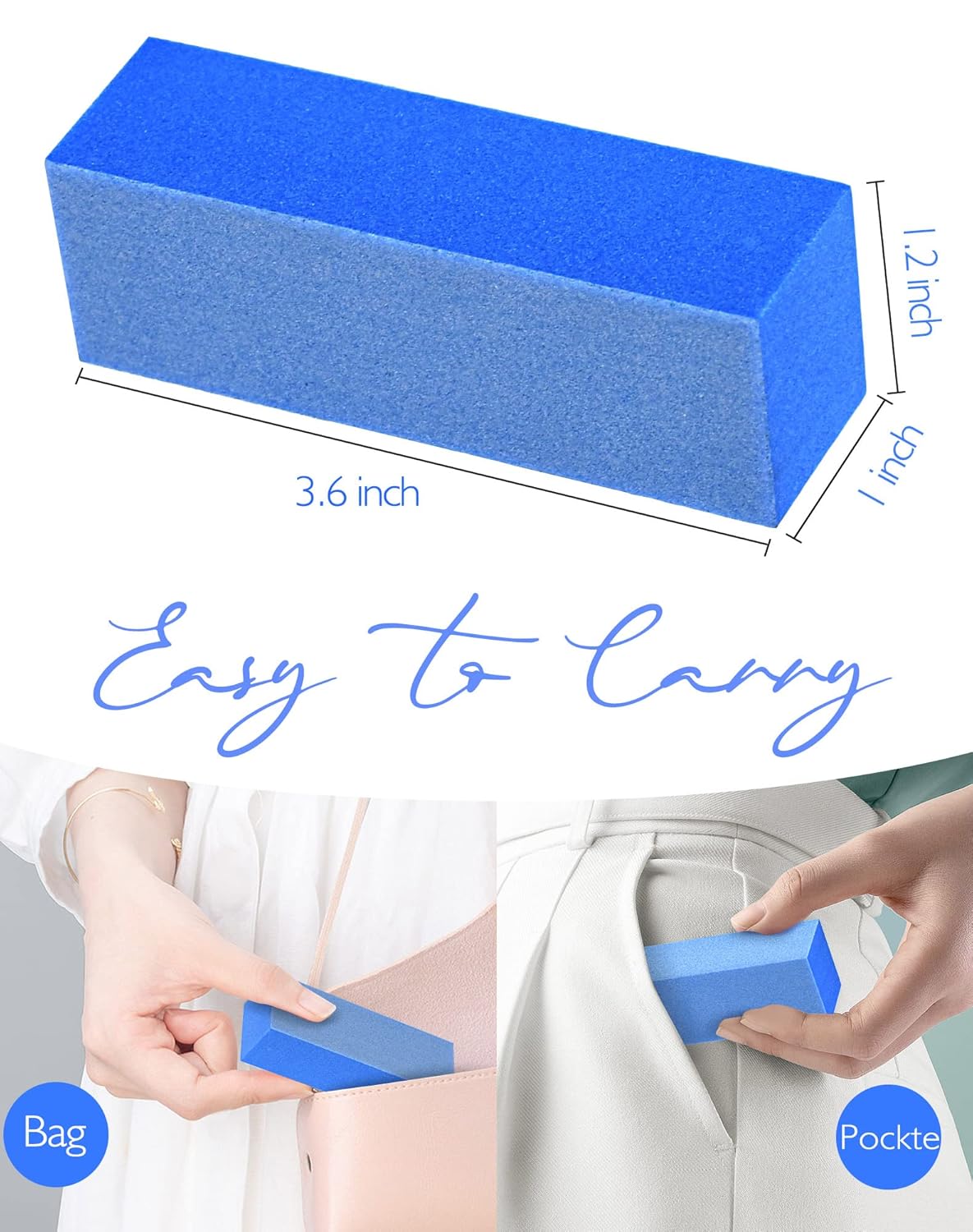 Maryton Nail Buffer Blocks, Fine Grit 180/240 Professional Salon Quality 3 Way Blue Buffing Blocks for Natural Nails - Buff Nails Prior to Application of Gel Polish, Acrylic, 5 Count