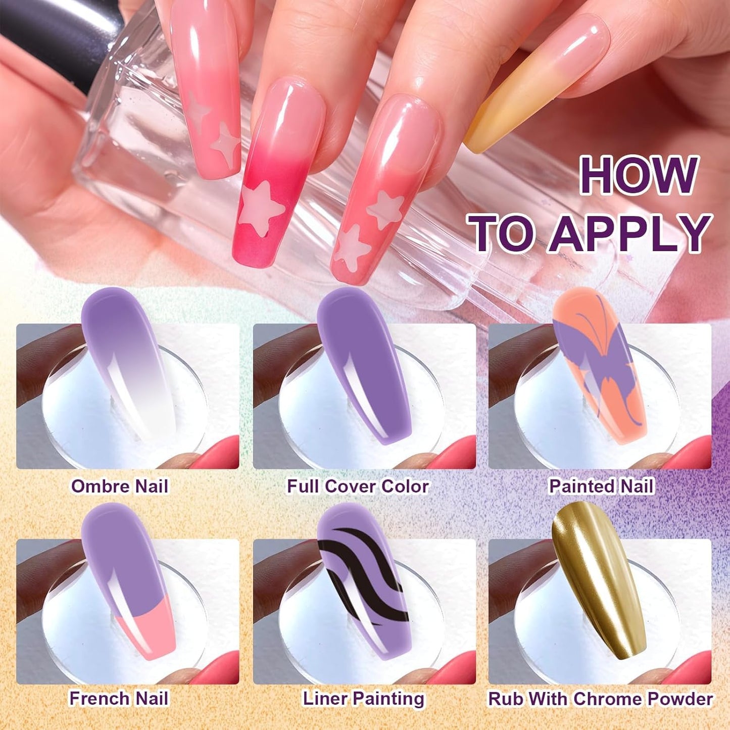 Gradient Painting Gel, 9 Bright Colors Ombre Gel Nail Polish Light Pink Blue Summer Kit Sponging for Pigment Pat Nails Aura Nails French Manicure Soak Off UV Bloom Summer