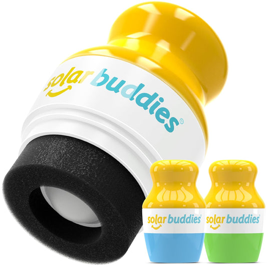 Solar Buddies Sunscreen Applicator - Blue & Green Duo - BPA-Free Refillable Roll on Sponge Sunscreen, Suncream & Lotion Applicator For Kids, Adults & Families - Holds 3.4fl oz, Perfect Size for Travel