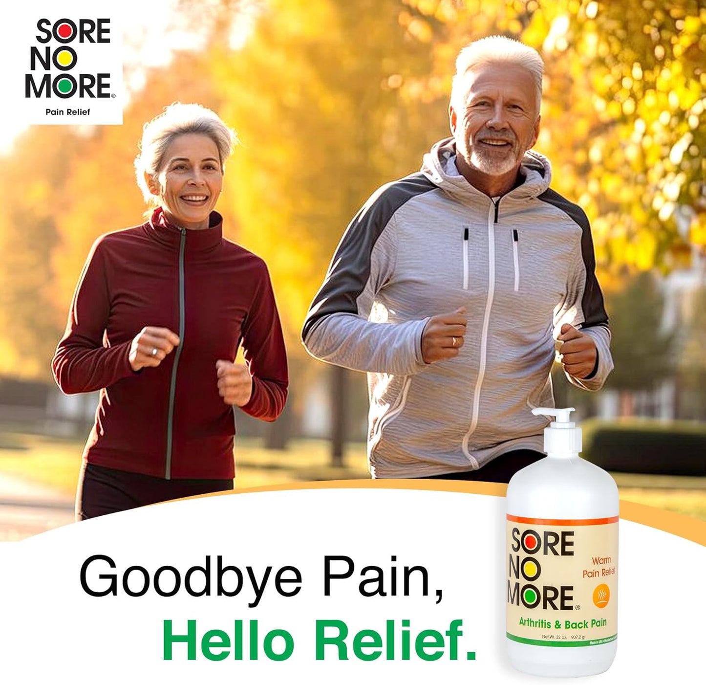 Sore No More Warm Arthritis Pain Relief Cream – Targeted Reliever for Back, Neck, Hands & Feet – Soothing & Fast-Acting Formula for Aches and Pains – Non-Greasy with Orange Aroma – 32 oz