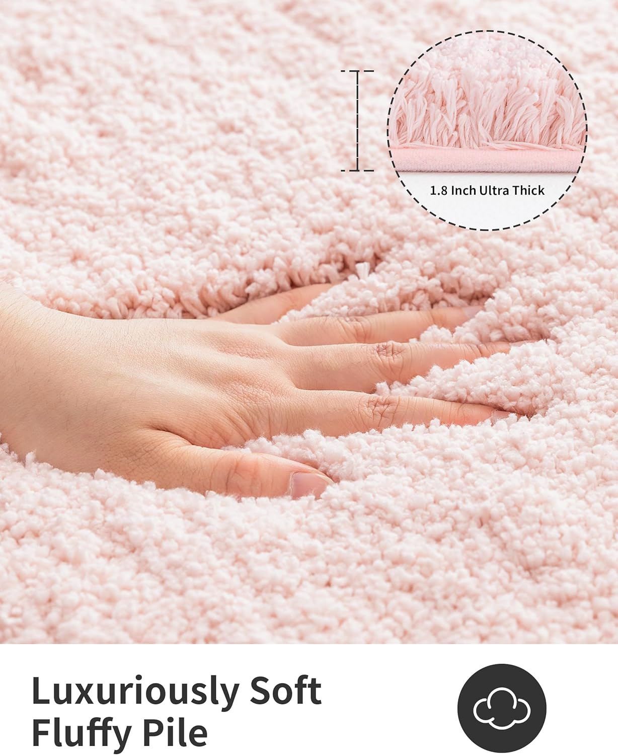 ILANGO Pink Bathroom Rugs 60" × 24" Non Slip & Super Absorbent Extra Thick Soft, Washable Bath Carpet Runner for Floor, Microfiber Plush Shaggy Bath Mats with Rubber for Bedroom Bathtub Shower Room