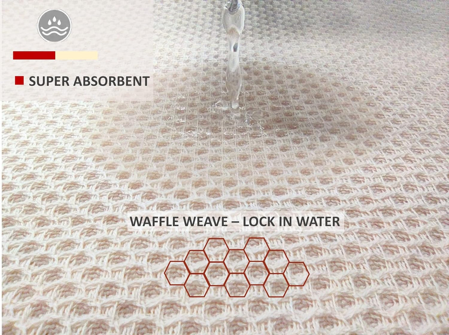 Kitchen Towels 100% Cotton Waffle Weave Dish Towel for Cleaning Drying Dishes Extra Absorbent and Soft, Dish Cloth,13 x 28 in(Beige-4 Pack)