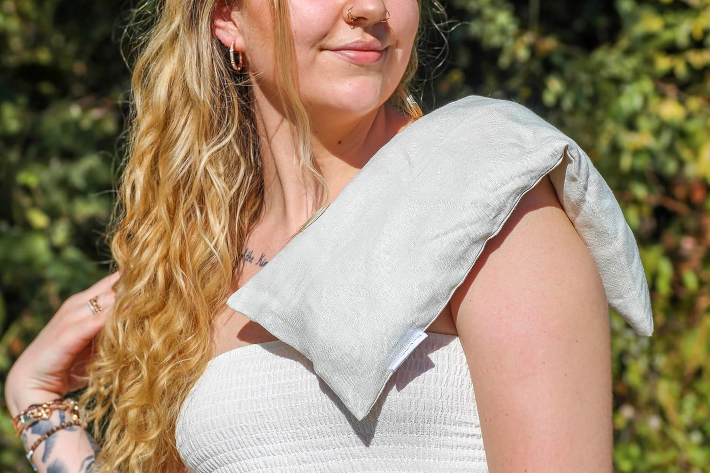 Microwave Heating Pad - 100% Linen Cover, Unscented, Size 18x7, Comforting Heat Pad for Cramps, Back,Neck,Shoulders, Leg Pain, Hot Microwavable Heat Pack, Color: Sand, Made in USA